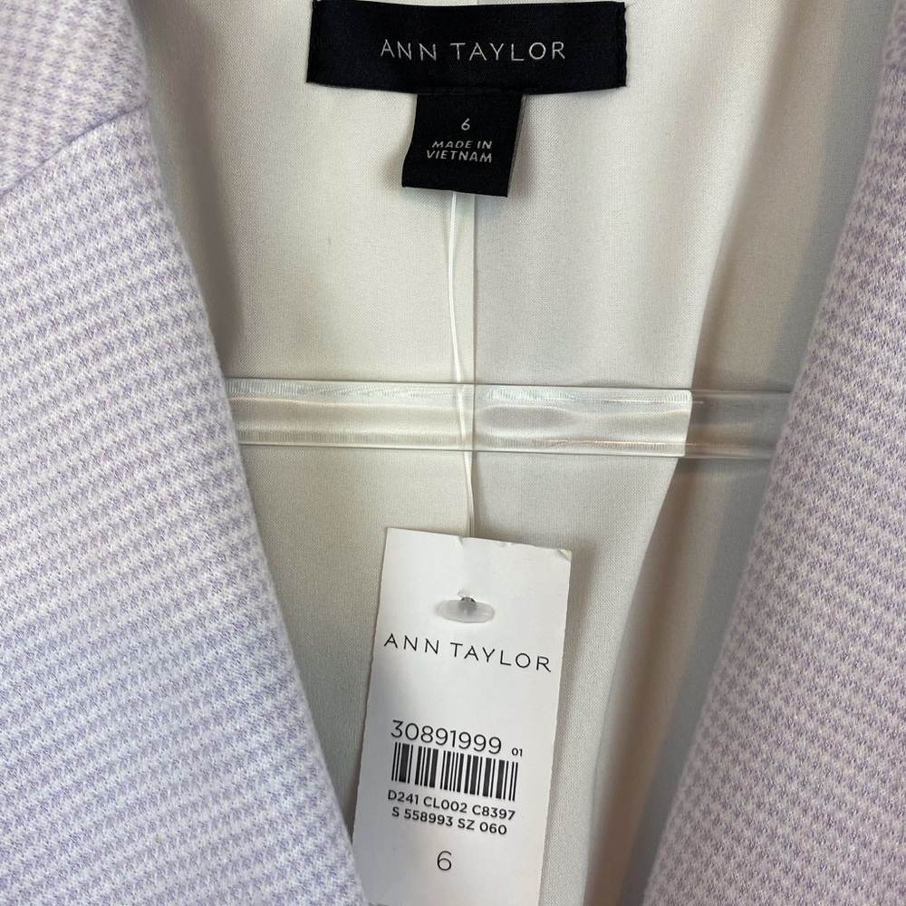 Ann Taylor Lavender Houndstooth Plaid Print Blazer Size 6 NWT! - Picture 11 of 14